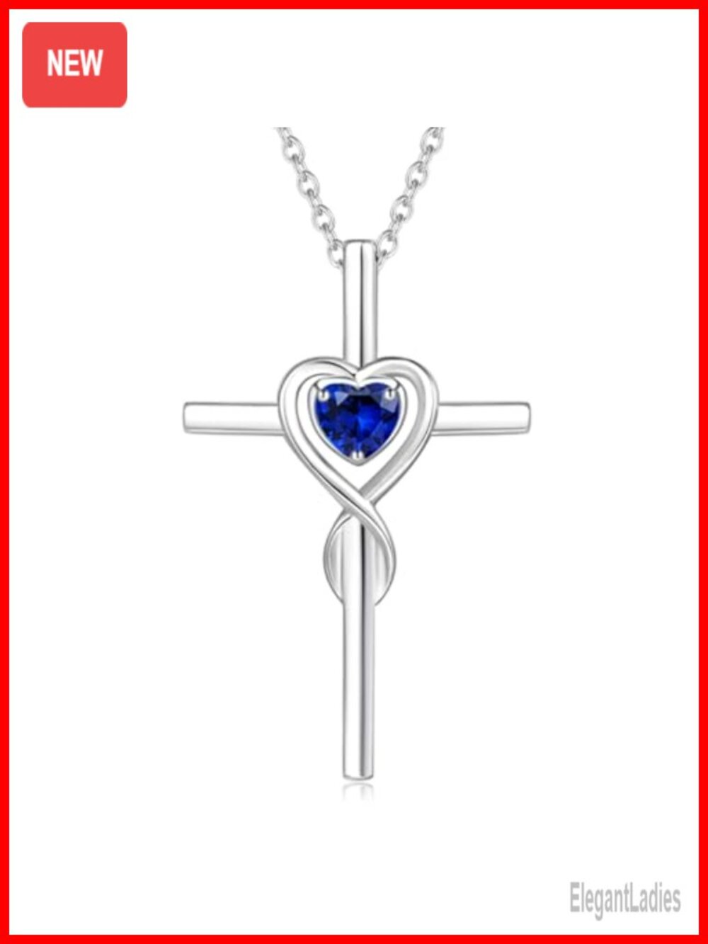 925 Sterling Silver Cross Necklace Heart Infinity Pendant 16+2 Inch